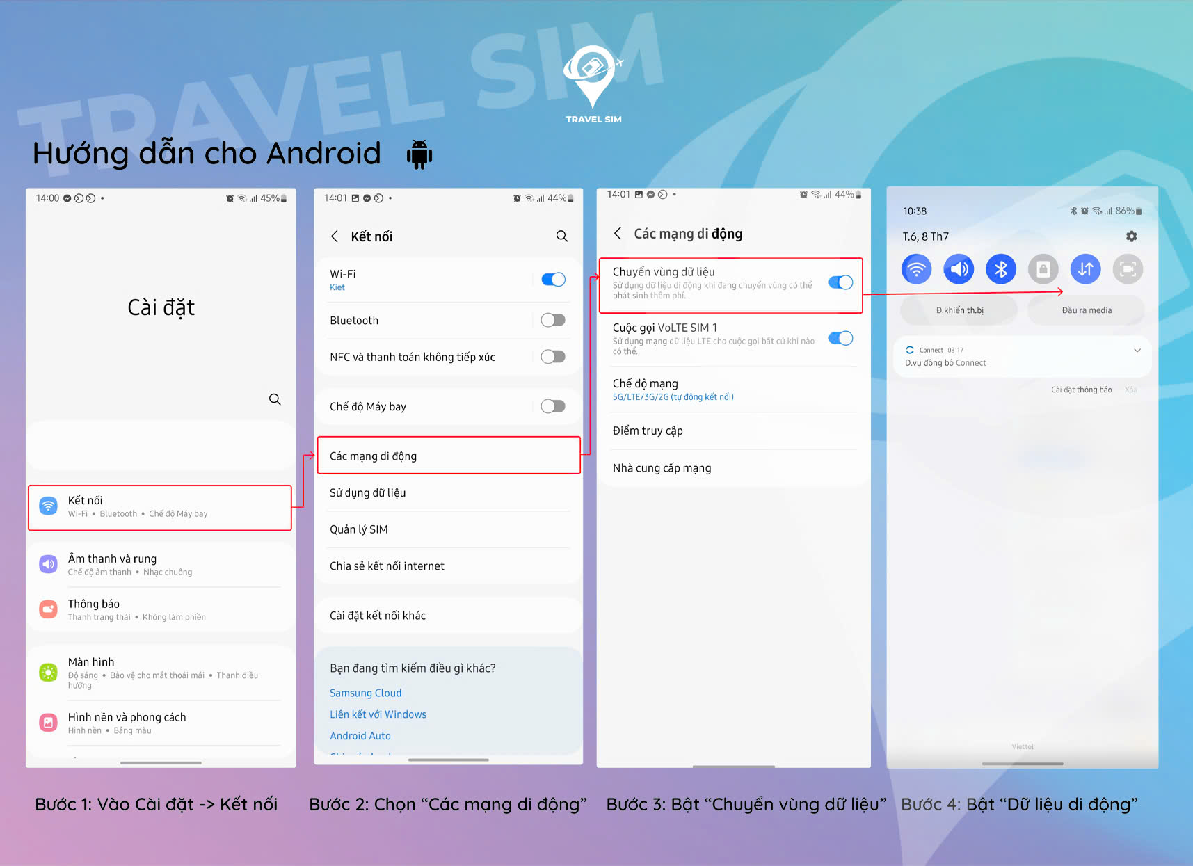 Bật chuyển vùng dữ liệu Samsung